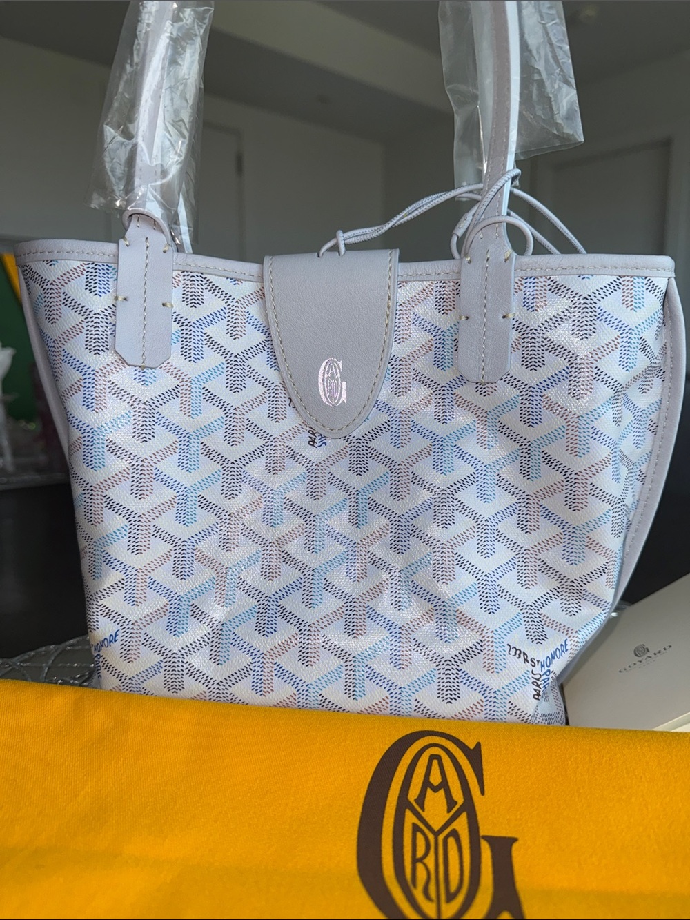 Limited edition Goyard Mini Tote in Light Blue and White - Picture 12 of 12